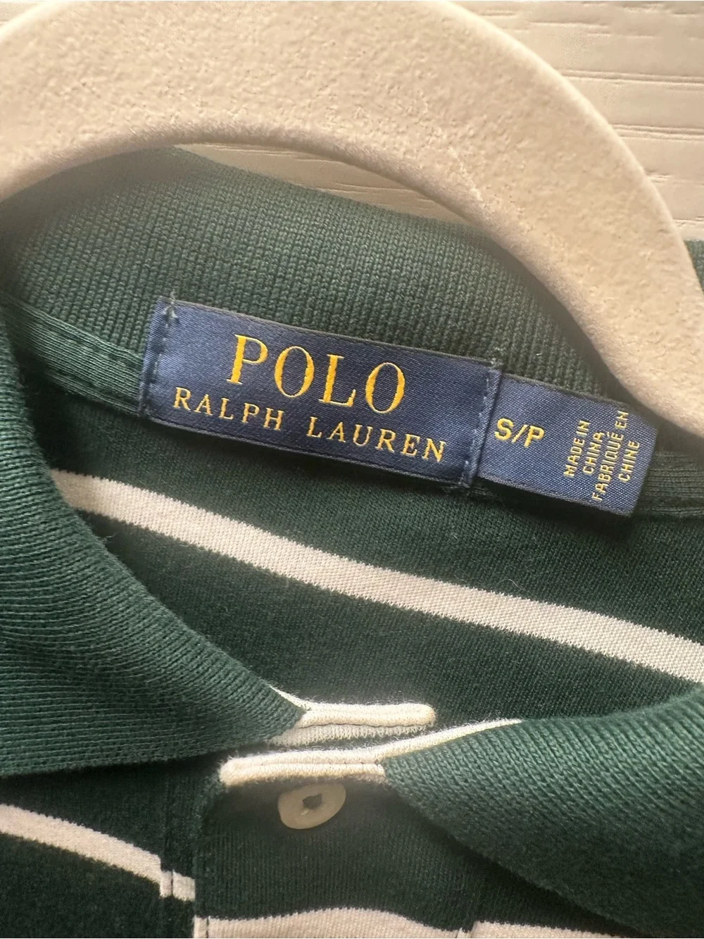 Ralph Lauren Green & White Striped Long-Sleeve Polo